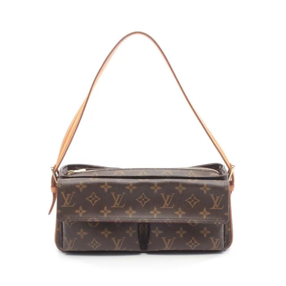 Louis Vuitton Vivacite Shoulder Bag Canvas Leather Monogram Brown